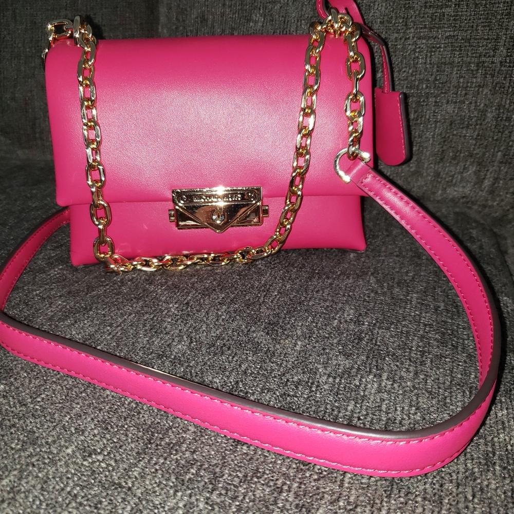 Michael Kors Fuchsia Crossbody Bag with Gold Chain